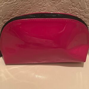YSL Beaute Zip Around Cosmetic Travel Beauty Bag Pink Glossy Faux Leather NWT